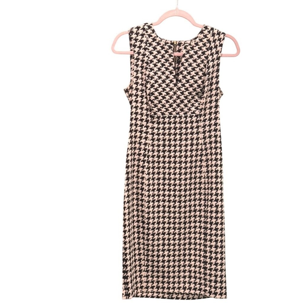 Calvin Klein Womens Houndstooth Sleeveless Sheath‎ Dress Black White Size 4